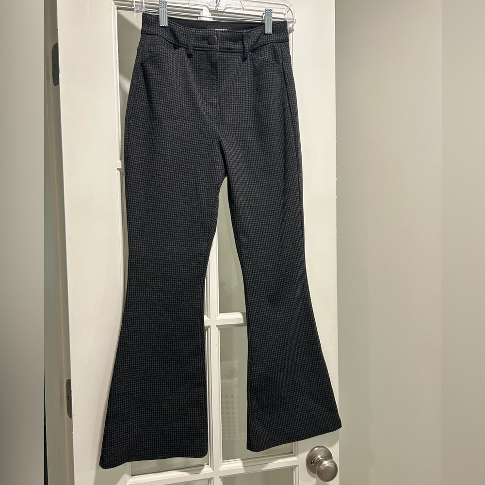 Express High Rise Black Patterned Flare Trousers Size 0S
